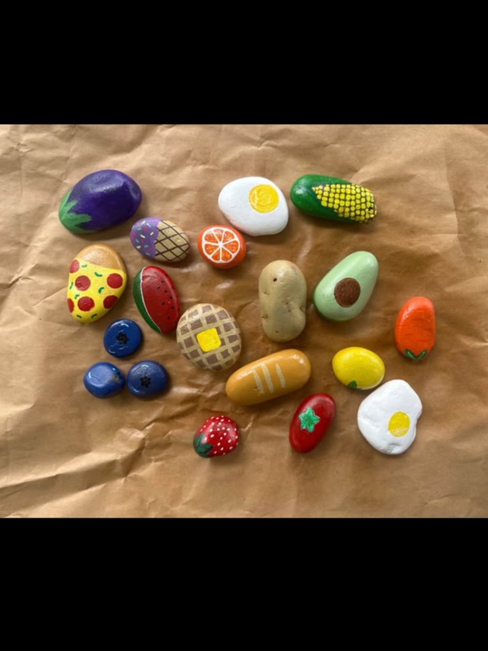Hand-Painted Pretend Play Food Rocks - Colorful Kids Toy Set